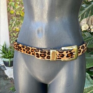 Leopard print, calf  hair, genuine, leather belt